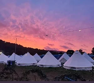 Fuinneamh Festival 4 metre Bell tent with two beds ( sleeps 4 )